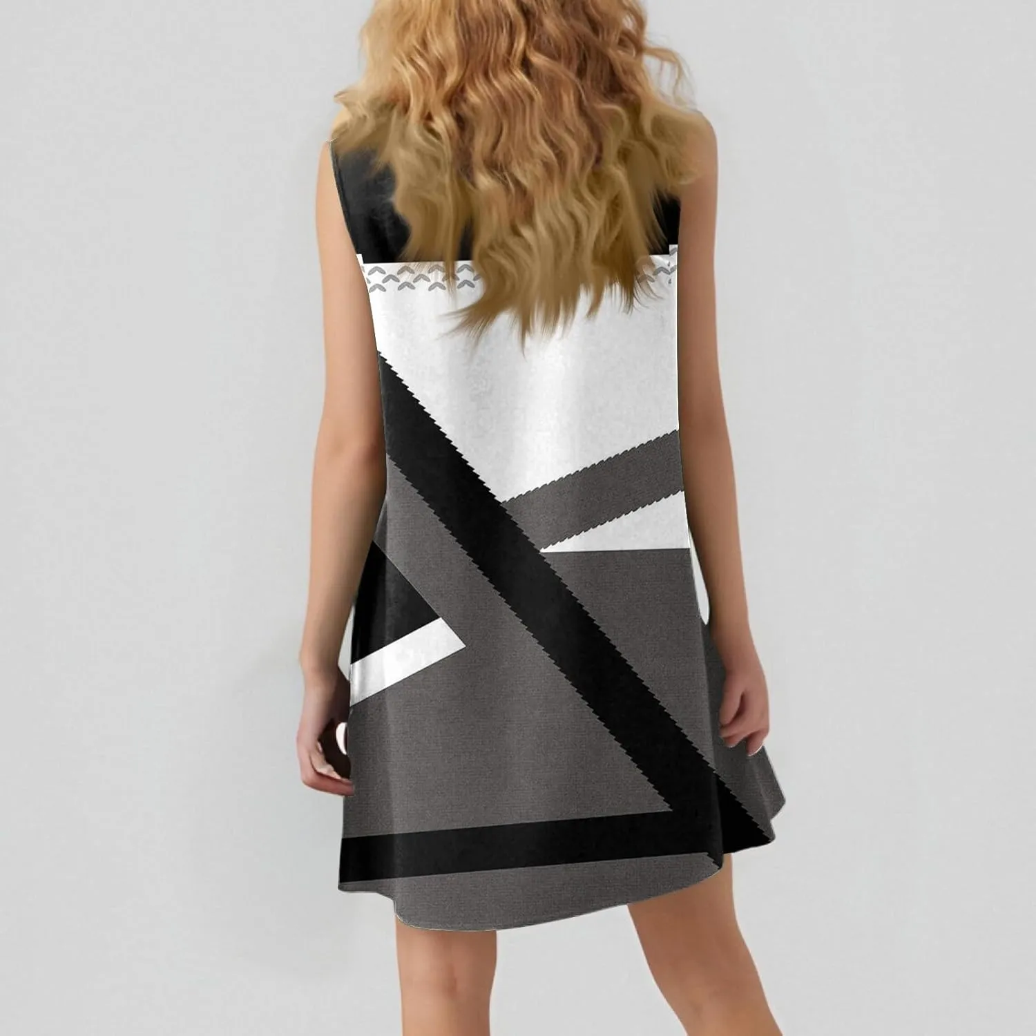 Women's Ruffle Hem Tank Dress Sleeveless Dress for Women Round Neck Casual Smock Summer Mini Dresses
