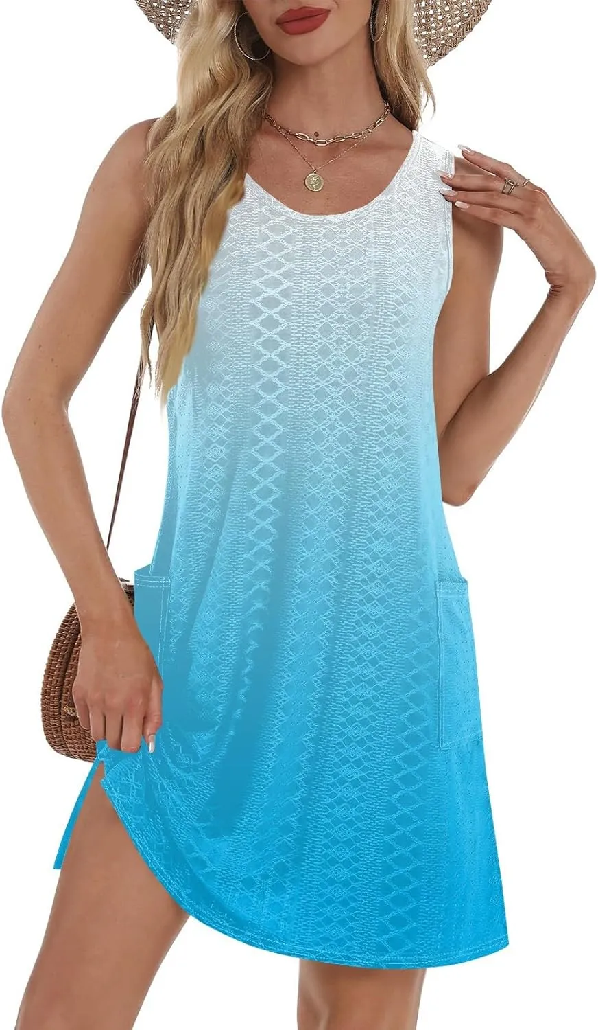 Womens Sleeveless Crew Neck Tank Dresses Casual Vacation Sundress 2025 Spring Summer Floral Hawaiian Beach Dress