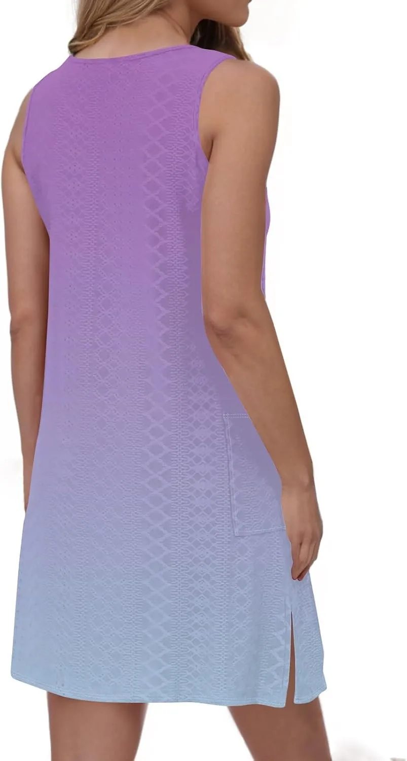 Womens Sleeveless Crew Neck Tank Dresses Casual Vacation Sundress 2025 Spring Summer Floral Hawaiian Beach Dress