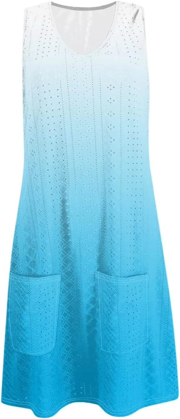 Womens Sleeveless Crew Neck Tank Dresses Casual Vacation Sundress 2025 Spring Summer Floral Hawaiian Beach Dress