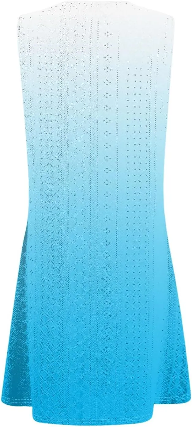 Womens Sleeveless Crew Neck Tank Dresses Casual Vacation Sundress 2025 Spring Summer Floral Hawaiian Beach Dress