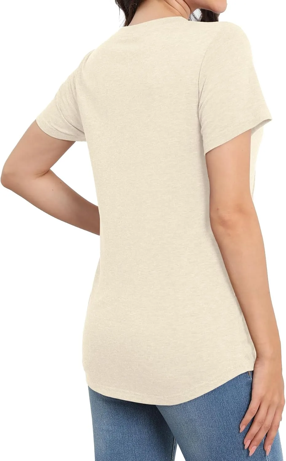 Womens Summer Tops Casual Short Sleeve T Shirts Dressy Basic Loose Blouses Trendy Pleated Tunic