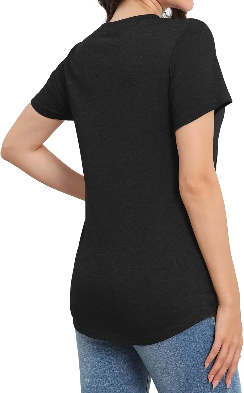 Womens Summer Tops Casual Short Sleeve T Shirts Dressy Basic Loose Blouses Trendy Pleated Tunic