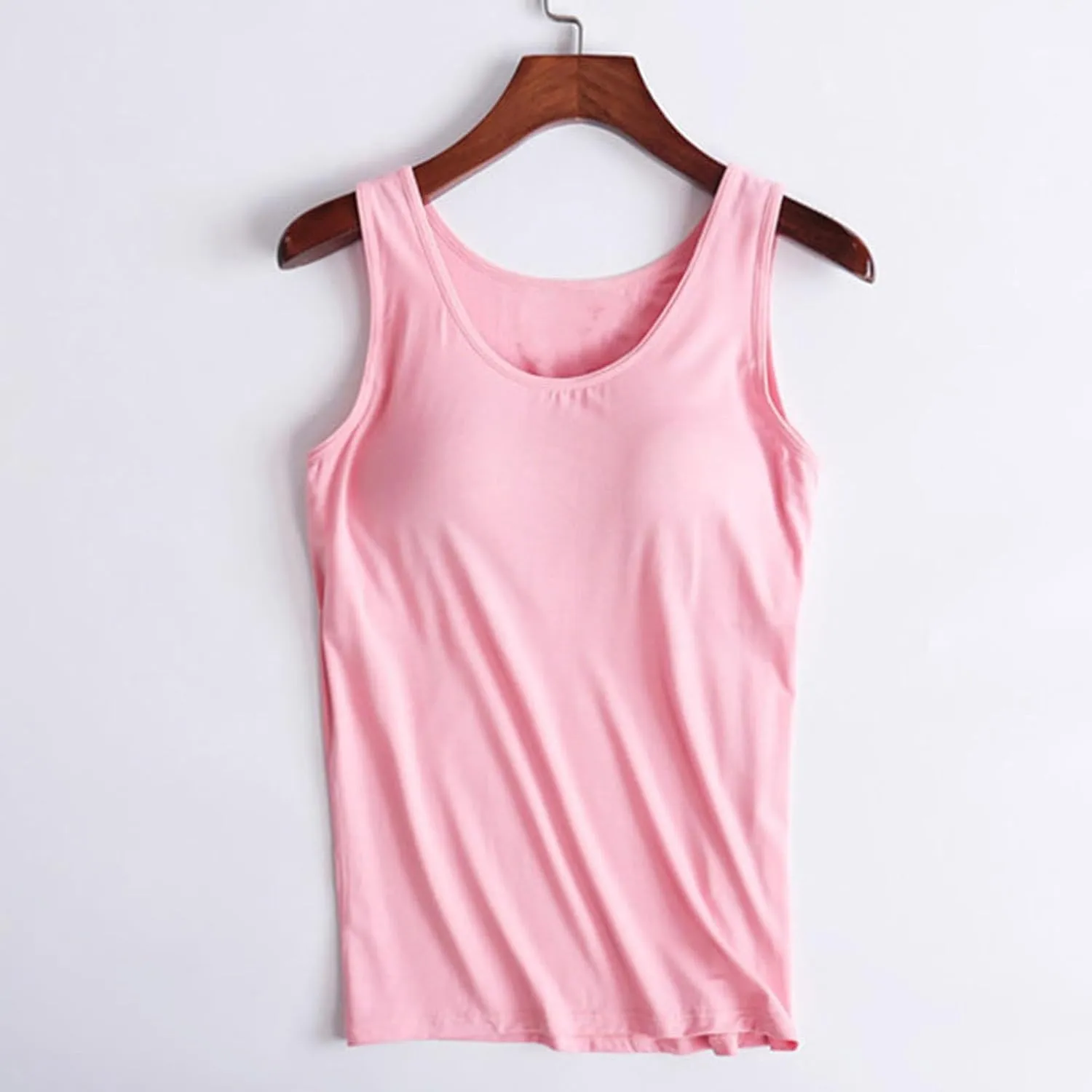 Womens Tank Top Built in Padded Bra Workout Yoga Top Athletic Crew Neck Tanks Sleeveless Fitted Basic Camisole Shirts