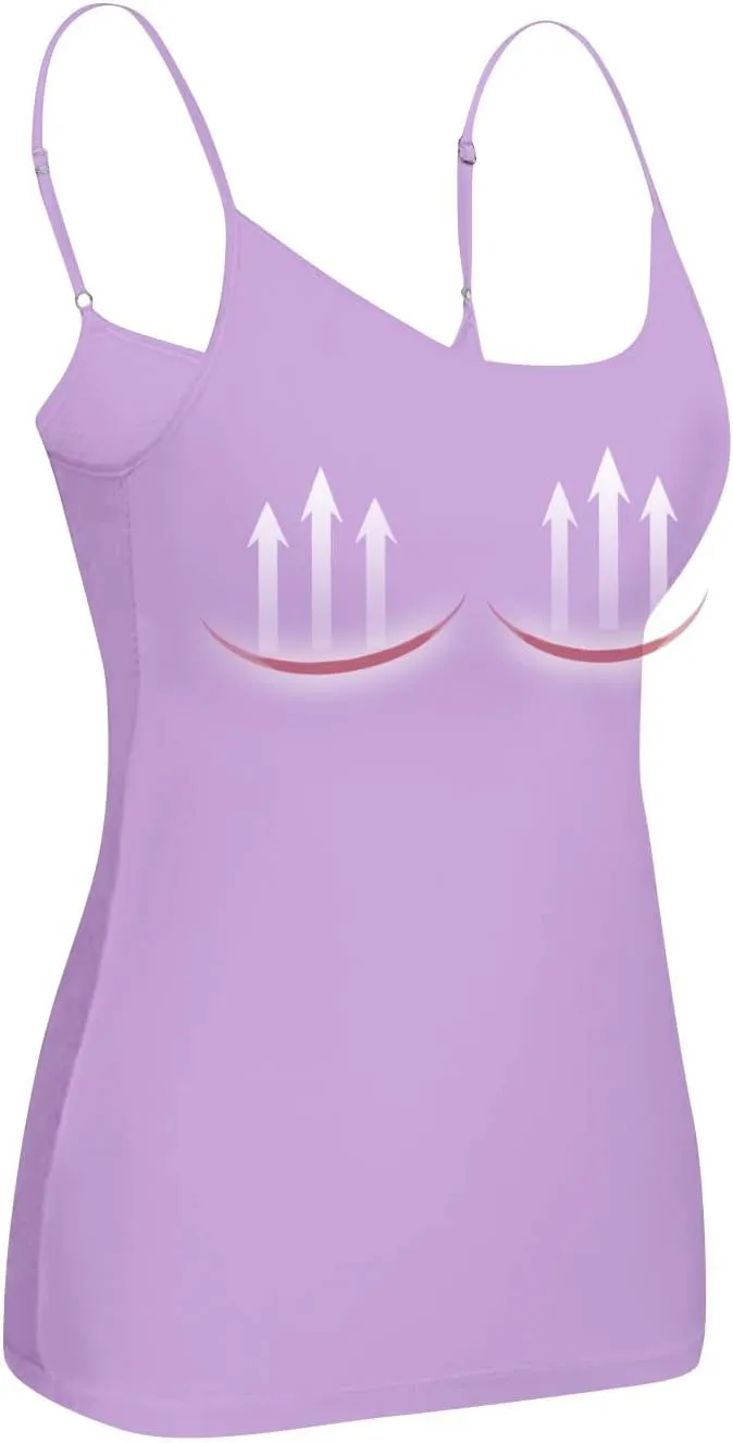 Womens Tank Tops with Built in Bras Adjustable Spaghetti Strap Cami Tops Workout Shelf Bra Tank Top Basic Undershirts