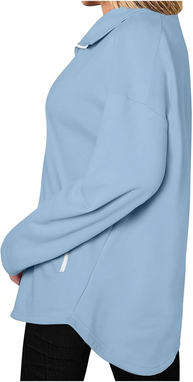 Womens Winter Sweatshirt Zip up Long Sleeve Oversized Sweatshirts with Pockets Fall Outfit Clothes 2024