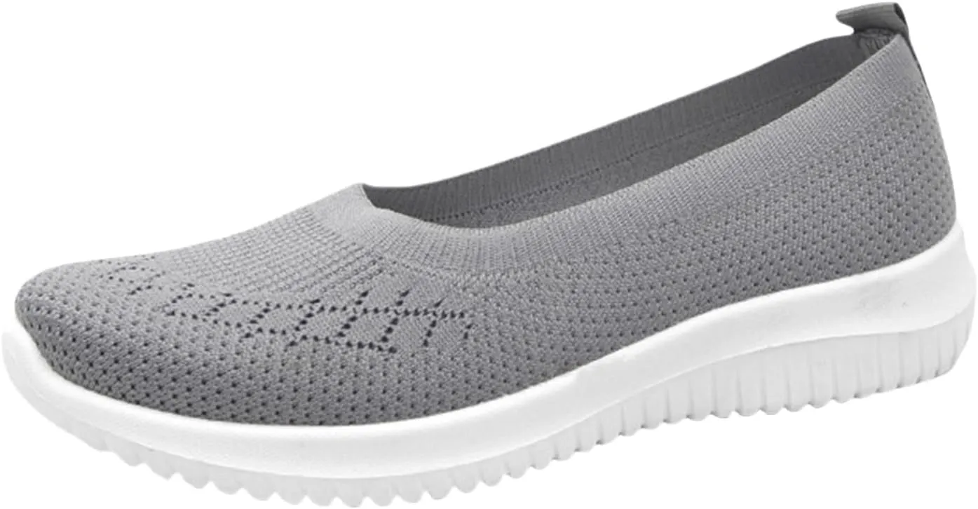 Women's Woven Orthopedic Shoes Lightweight Breathable Slip On Sneakers Outdoor Walking Shoes with Non-Slip Sole