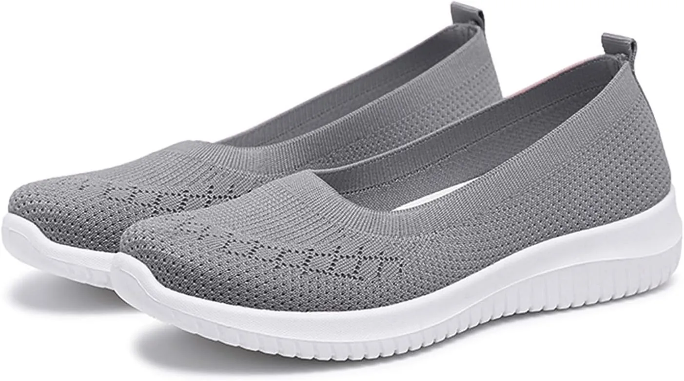 Women's Woven Orthopedic Shoes Lightweight Breathable Slip On Sneakers Outdoor Walking Shoes with Non-Slip Sole