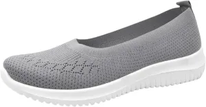 Women's Woven Orthopedic Shoes Lightweight Breathable Slip On Sneakers Outdoor Walking Shoes with Non-Slip Sole