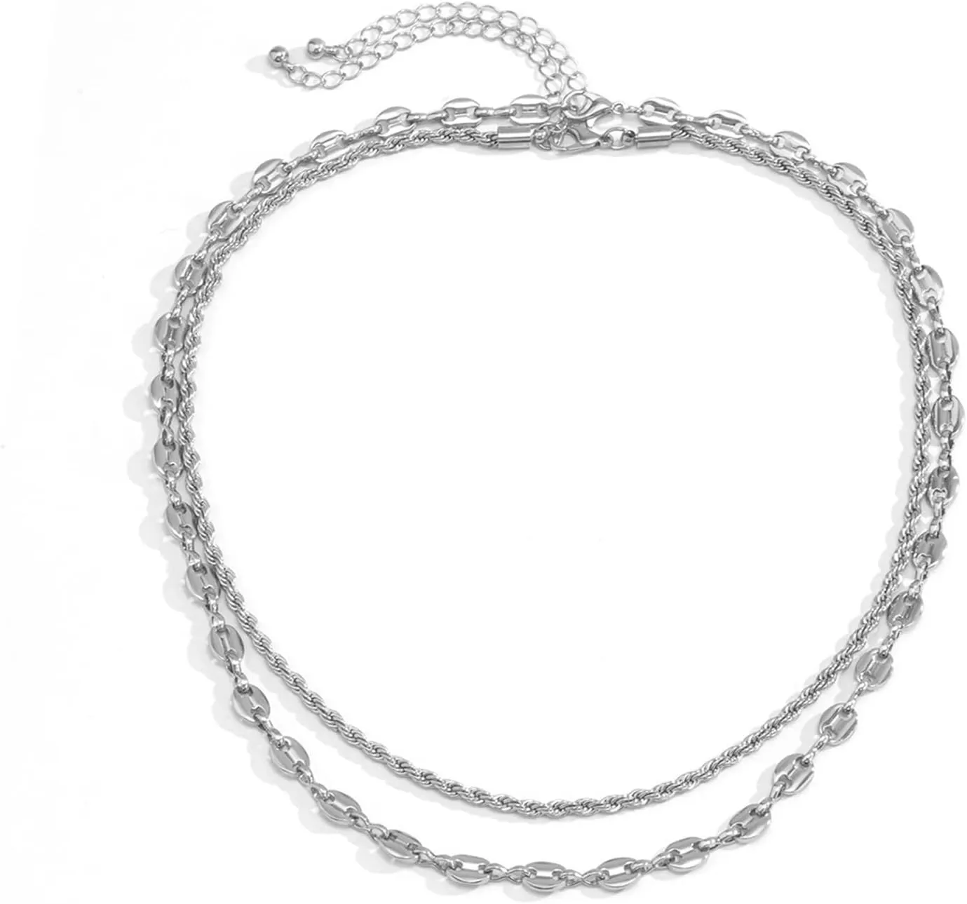 Wycian Necklace Jewelry, Silver Necklace for Women Layers Iron Hollow Jewelry for Women Women Necklace