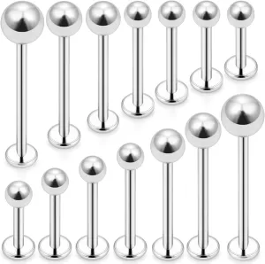 Yaalozei 16G 6mm-19mm Bars Lip Rings Labret Jewelry Medusa Piercing Jewelry 316L Surgical Steel Silver Cartilage Helix Tragus Earring Stud Piercing Jewelry for Women Men