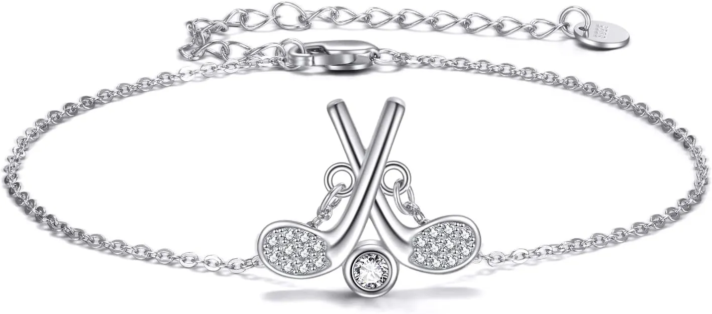 YAFEINI Golf Jewelry Gifts Sterling Silver Golf Club and Ball Bracelet Golf Jewelry for Women