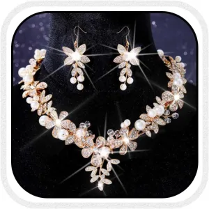 Yean Rhinestone Wedding Jewelry Sets Silver Prom Jewelry Bridal Earrings and Necklace Set for Women