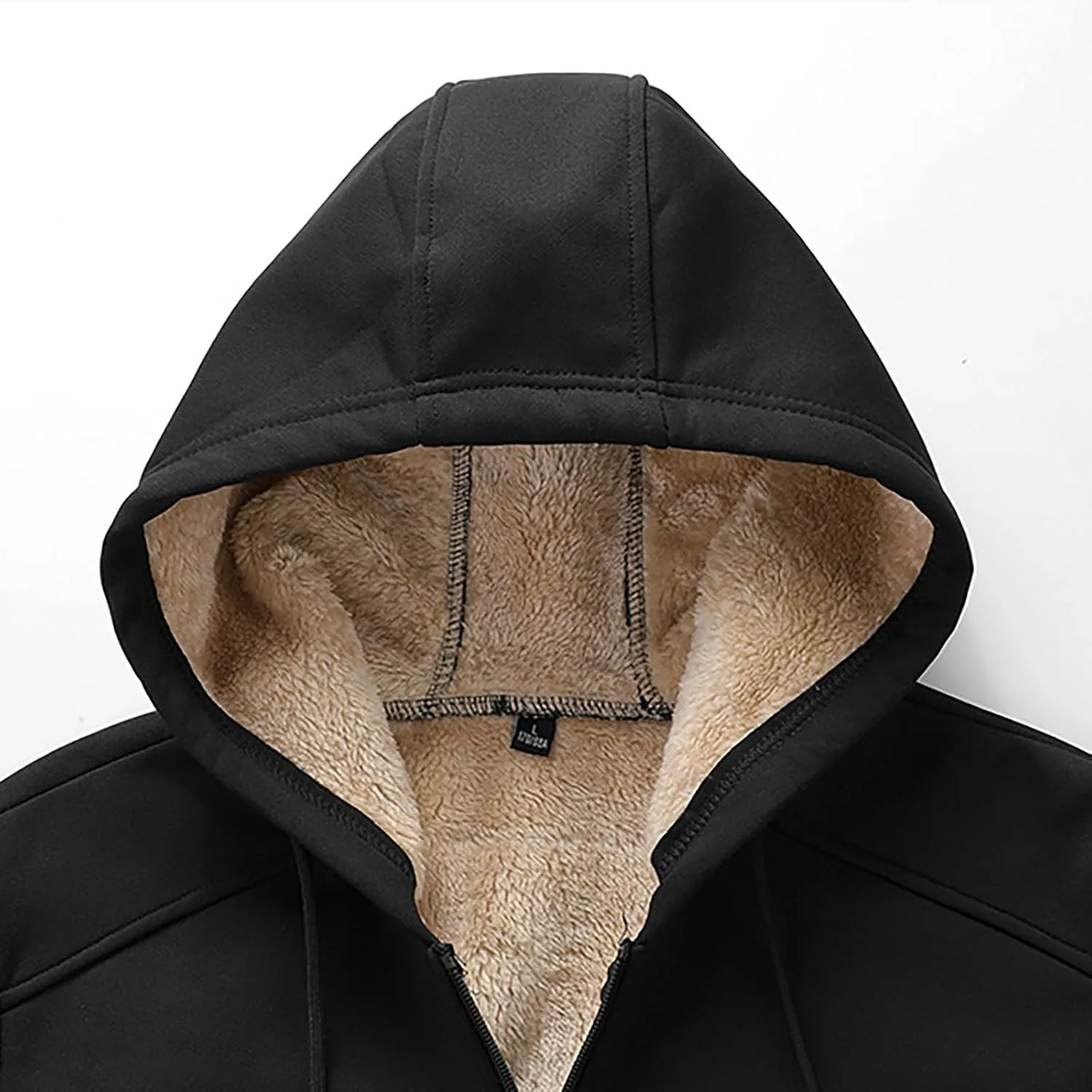 Zeiyignr Men Hoodies Zip Up Fleece Jacket Heavyweight Sherpa Lined Hooded Sweatshirt Warm Thick Winter Coat Cozy Windbreaker